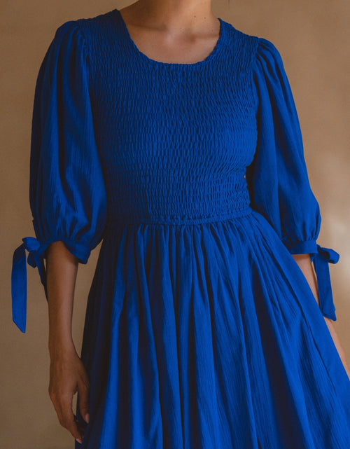 Load image into Gallery viewer, Jolie Puff Sleeve Linen Mini Dress by ELF
