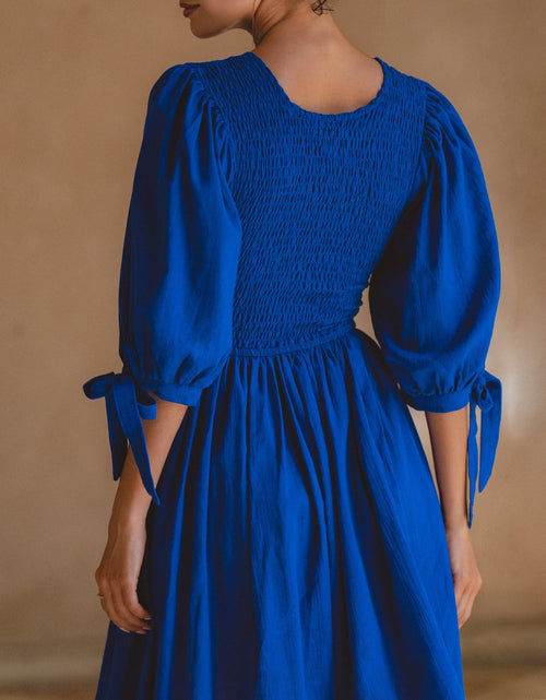 Load image into Gallery viewer, Jolie Puff Sleeve Linen Mini Dress by ELF
