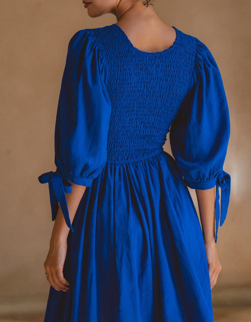 Load image into Gallery viewer, Jolie Puff Sleeve Linen Mini Dress by ELF
