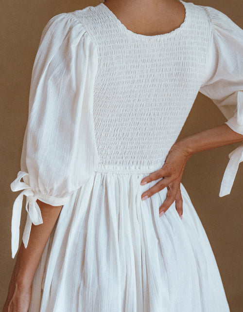 Load image into Gallery viewer, Jolie Puff Sleeve Linen Mini Dress by ELF
