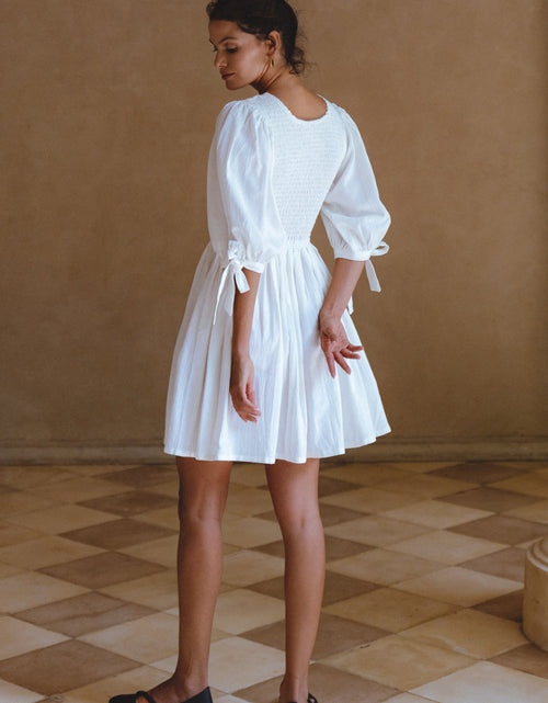 Load image into Gallery viewer, Jolie Puff Sleeve Linen Mini Dress by ELF
