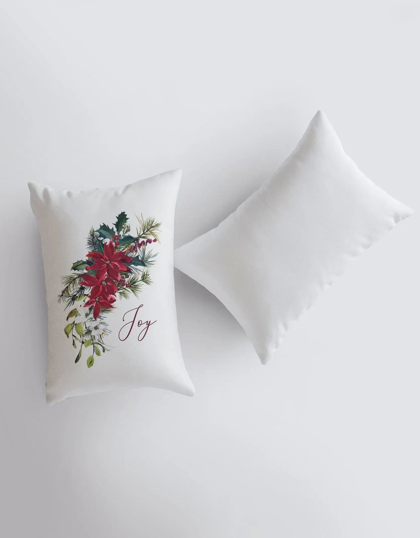 Joy Christmas Poinsettia Throw Pillow Cover | 18x12 | Joy Pillow | Home Decor | Christmas Pillowcases | Christmas tree | Christmas Gifts by UniikPillows