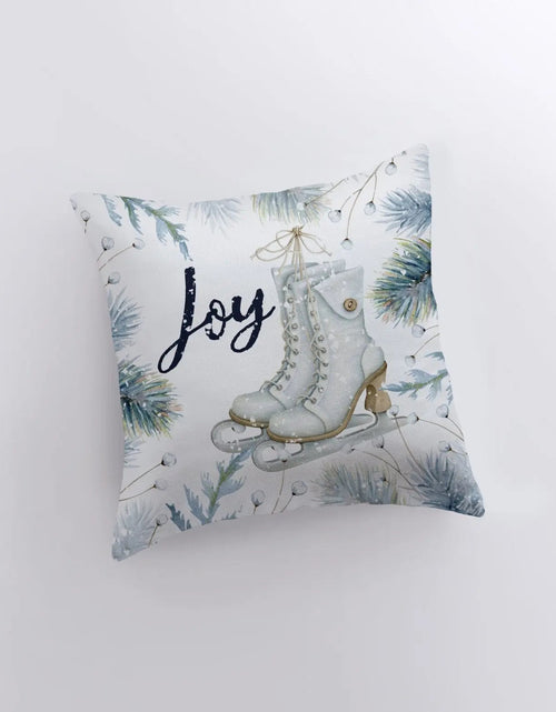 Load image into Gallery viewer, Joy Ice Skating | Throw Pillow | Joy Pillow | Home Decor | Christmas Pillow Cover | Christmas Décor | White Pillow Cover | Teacher Gift by UniikPillows
