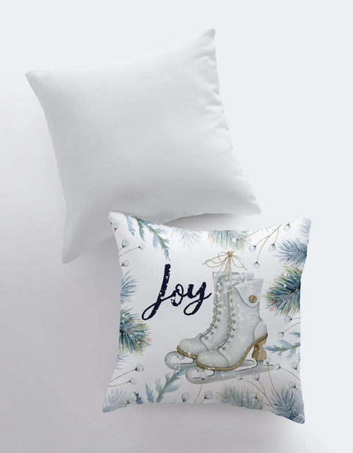 Load image into Gallery viewer, Joy Ice Skating | Throw Pillow | Joy Pillow | Home Decor | Christmas Pillow Cover | Christmas Décor | White Pillow Cover | Teacher Gift by UniikPillows
