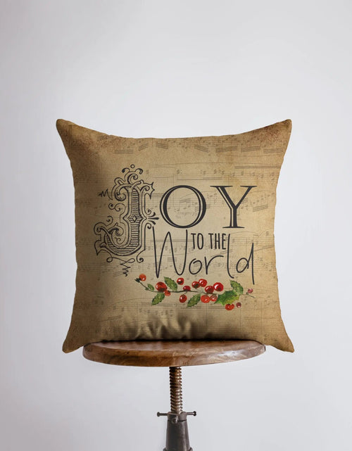 Load image into Gallery viewer, Joy to the World | Beige Throw Pillow | Joy Pillow | Home Decor | Christmas Pillowcases | Christmas Decor | Christmas tree | Christmas Gifts by UniikPillows
