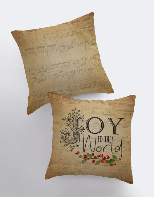 Load image into Gallery viewer, Joy to the World | Beige Throw Pillow | Joy Pillow | Home Decor | Christmas Pillowcases | Christmas Decor | Christmas tree | Christmas Gifts by UniikPillows

