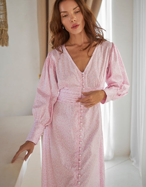 Load image into Gallery viewer, Juliette Pearl Buttons Midi Dress by ELF
