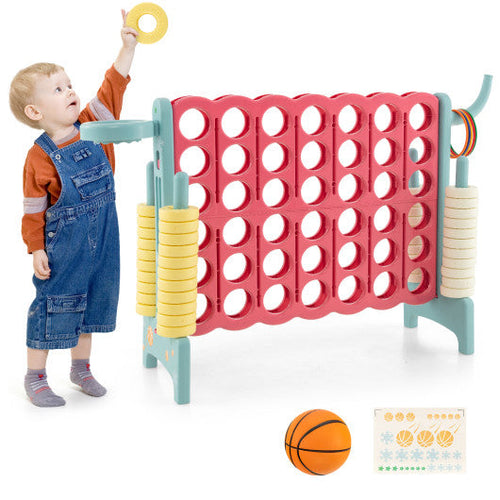 Load image into Gallery viewer, 4-in-a-Row Connect Game with Basketball Hoop and Toss Ring-Blue
