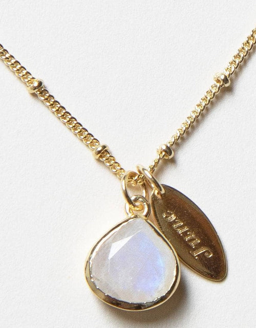 Load image into Gallery viewer, June Rainbow Moonstone Birthstone Necklace by Tiny Rituals

