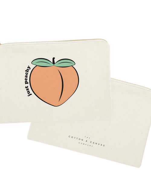 Load image into Gallery viewer, Just Peachy Cotton Canvas Cosmetic Bag by The Cotton &amp; Canvas Co.
