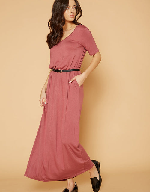 Load image into Gallery viewer, V-neck Short Sleeve Maxi Dress With Pockets by Shop at Konus
