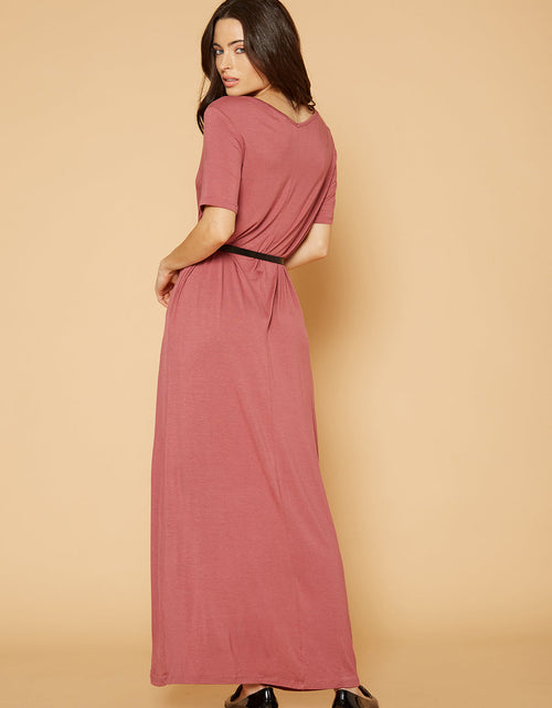 Load image into Gallery viewer, V-neck Short Sleeve Maxi Dress With Pockets by Shop at Konus
