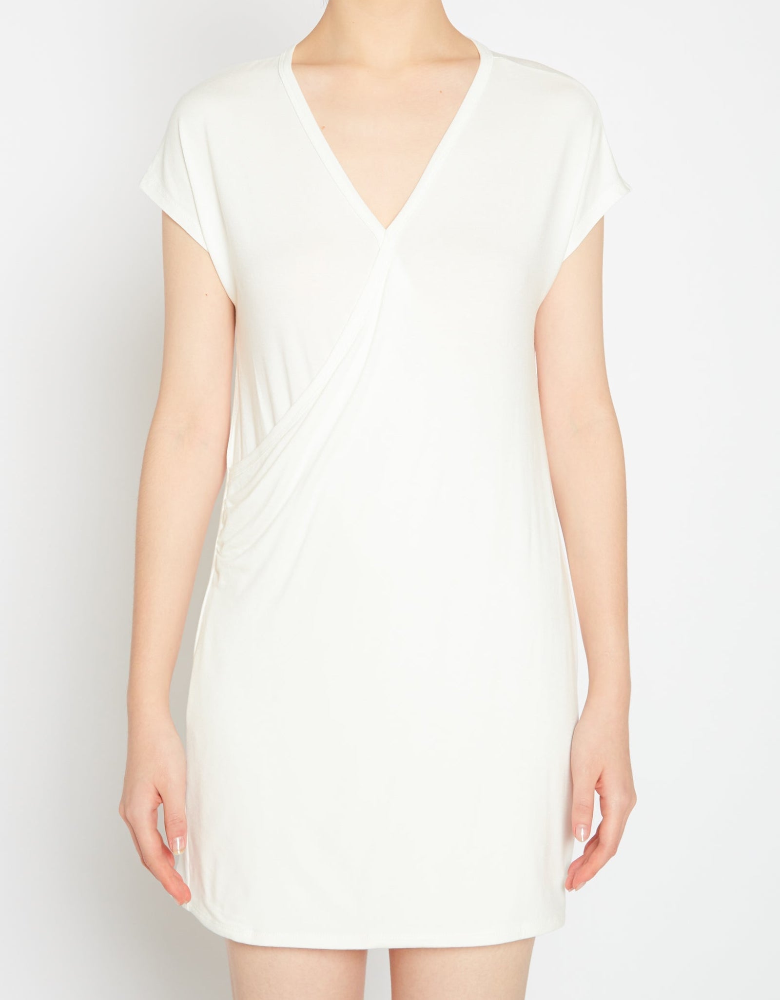 Basic Women's V-Neck Mini Wrap Dress by Shop at Konus