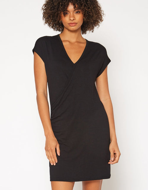 Load image into Gallery viewer, Basic Women's V-Neck Mini Wrap Dress by Shop at Konus
