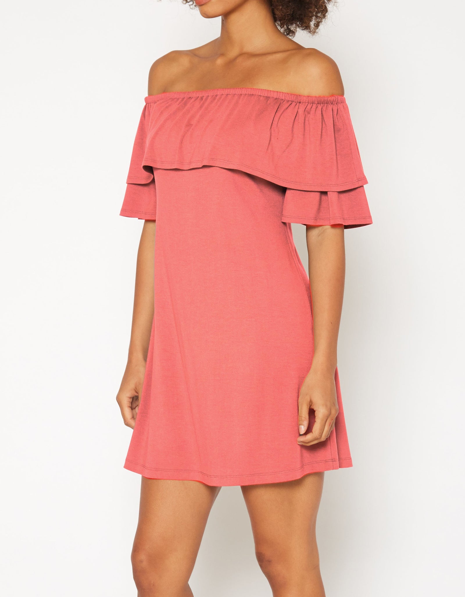 Women's Basic Off Shoulder Midi Dress by Shop at Konus