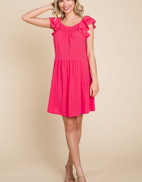Load image into Gallery viewer, Smocked Ruffle Sleeve Off Shoulder Dress by RolyPoly Apparel
