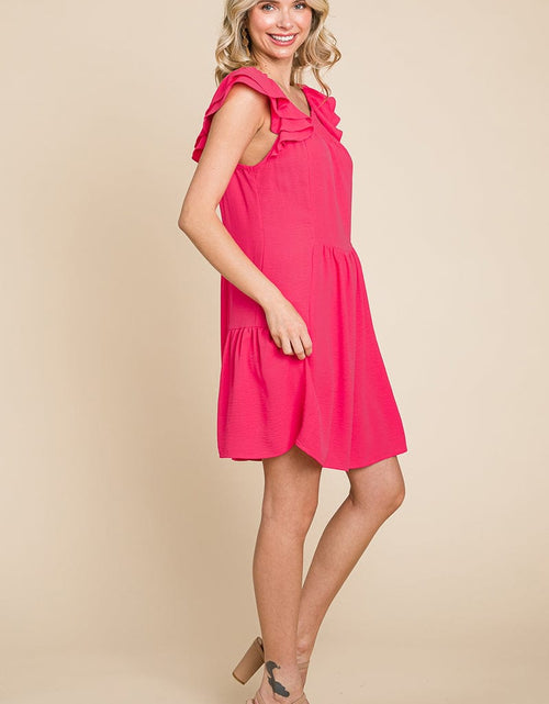 Load image into Gallery viewer, Smocked Ruffle Sleeve Off Shoulder Dress by RolyPoly Apparel
