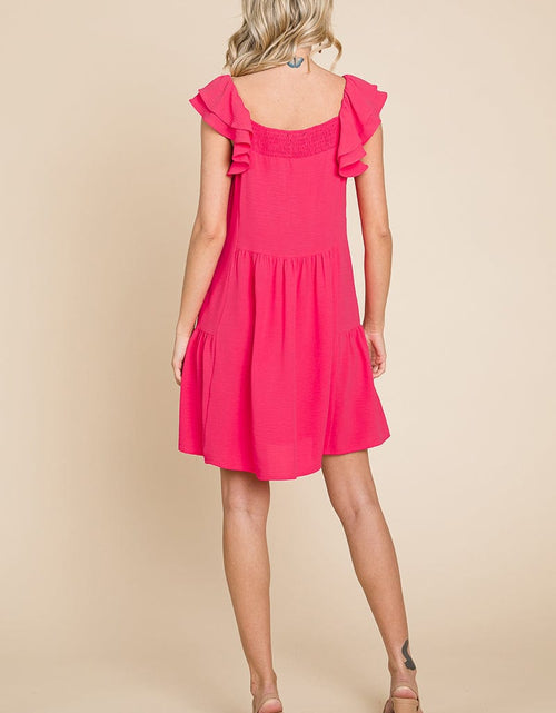 Load image into Gallery viewer, Smocked Ruffle Sleeve Off Shoulder Dress by RolyPoly Apparel
