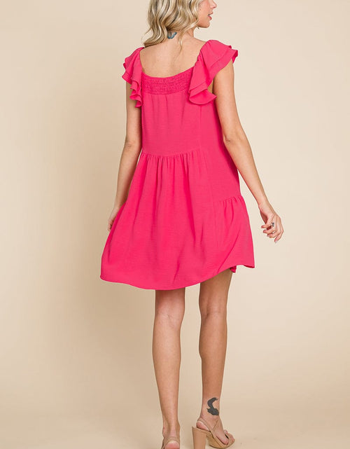 Load image into Gallery viewer, Smocked Ruffle Sleeve Off Shoulder Dress by RolyPoly Apparel
