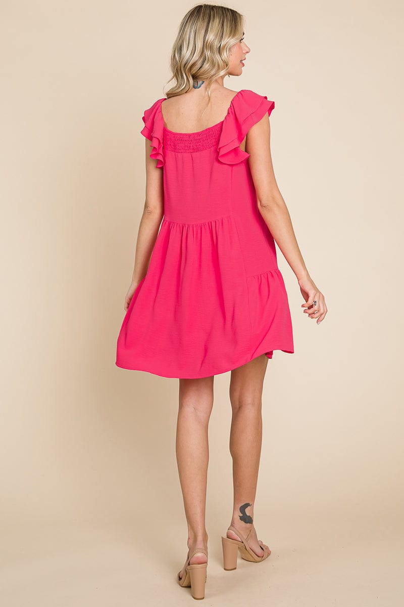 Smocked Ruffle Sleeve Off Shoulder Dress by RolyPoly Apparel