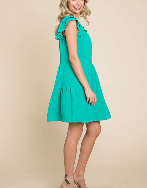 Load image into Gallery viewer, Smocked Ruffle Sleeve Off Shoulder Dress by RolyPoly Apparel
