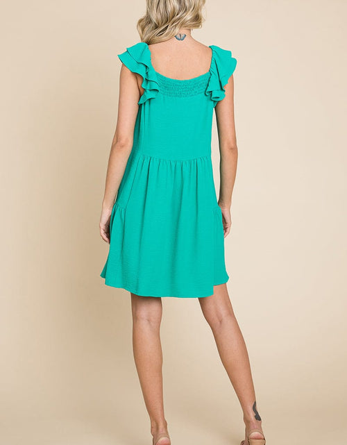 Load image into Gallery viewer, Smocked Ruffle Sleeve Off Shoulder Dress by RolyPoly Apparel
