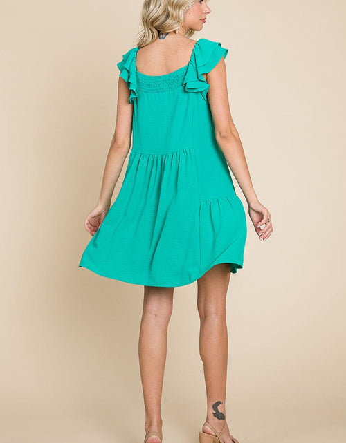 Load image into Gallery viewer, Smocked Ruffle Sleeve Off Shoulder Dress by RolyPoly Apparel
