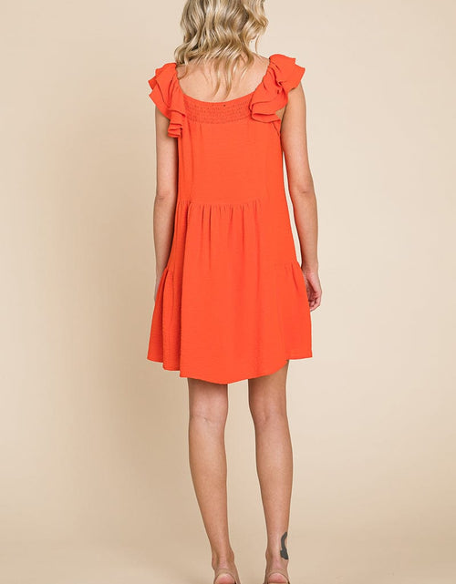 Load image into Gallery viewer, Smocked Ruffle Sleeve Off Shoulder Dress by RolyPoly Apparel
