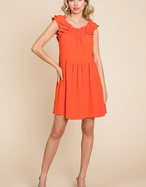 Load image into Gallery viewer, Smocked Ruffle Sleeve Off Shoulder Dress by RolyPoly Apparel
