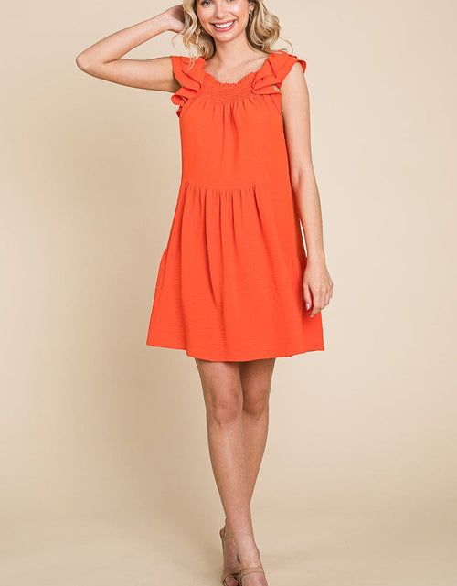 Load image into Gallery viewer, Smocked Ruffle Sleeve Off Shoulder Dress by RolyPoly Apparel
