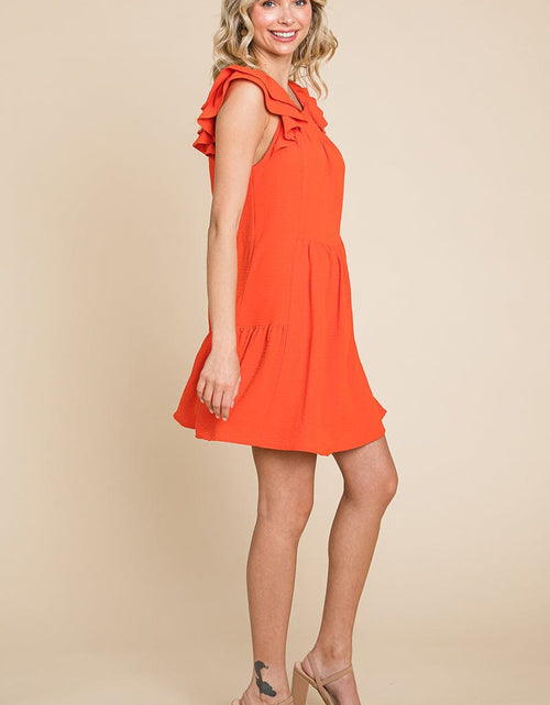 Load image into Gallery viewer, Smocked Ruffle Sleeve Off Shoulder Dress by RolyPoly Apparel
