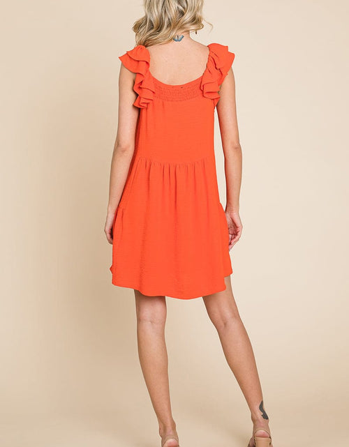 Load image into Gallery viewer, Smocked Ruffle Sleeve Off Shoulder Dress by RolyPoly Apparel
