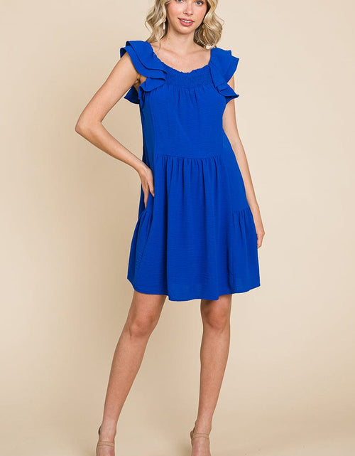 Load image into Gallery viewer, Smocked Ruffle Sleeve Off Shoulder Dress by RolyPoly Apparel
