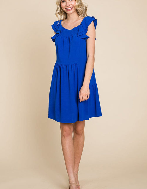 Load image into Gallery viewer, Smocked Ruffle Sleeve Off Shoulder Dress by RolyPoly Apparel
