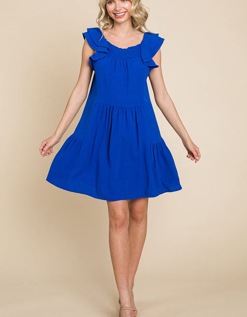 Load image into Gallery viewer, Smocked Ruffle Sleeve Off Shoulder Dress by RolyPoly Apparel
