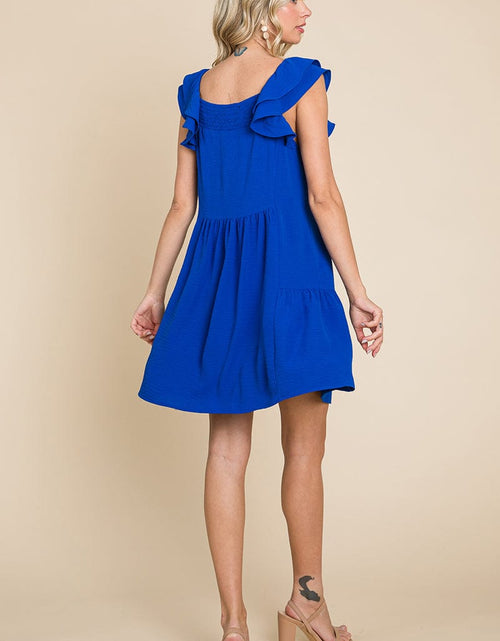 Load image into Gallery viewer, Smocked Ruffle Sleeve Off Shoulder Dress by RolyPoly Apparel
