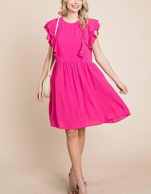 Load image into Gallery viewer, Flutter Sleeve Front Lace Ruched Sundress by RolyPoly Apparel
