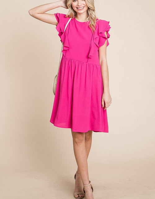 Load image into Gallery viewer, Flutter Sleeve Front Lace Ruched Sundress by RolyPoly Apparel

