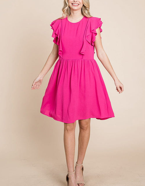 Load image into Gallery viewer, Flutter Sleeve Front Lace Ruched Sundress by RolyPoly Apparel
