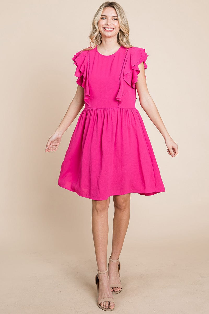 Flutter Sleeve Front Lace Ruched Sundress by RolyPoly Apparel