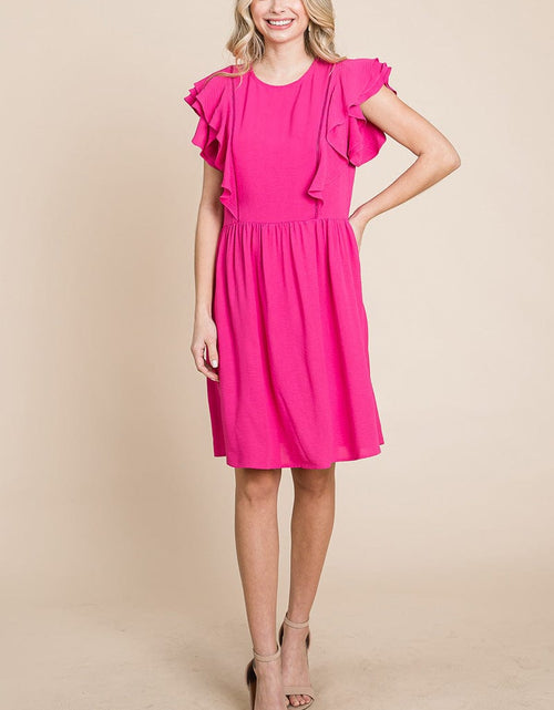 Load image into Gallery viewer, Flutter Sleeve Front Lace Ruched Sundress by RolyPoly Apparel
