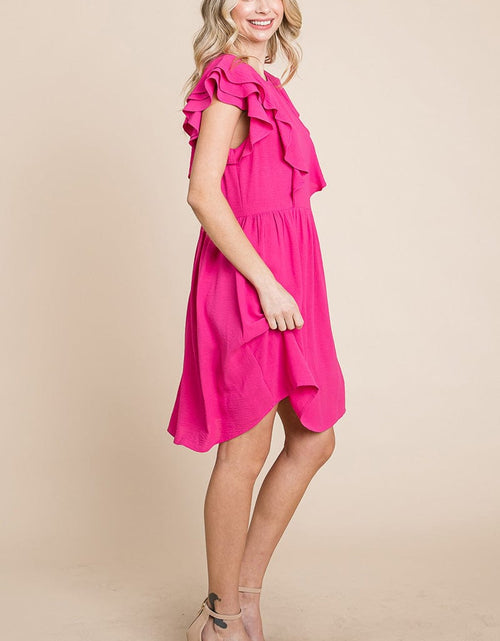 Load image into Gallery viewer, Flutter Sleeve Front Lace Ruched Sundress by RolyPoly Apparel
