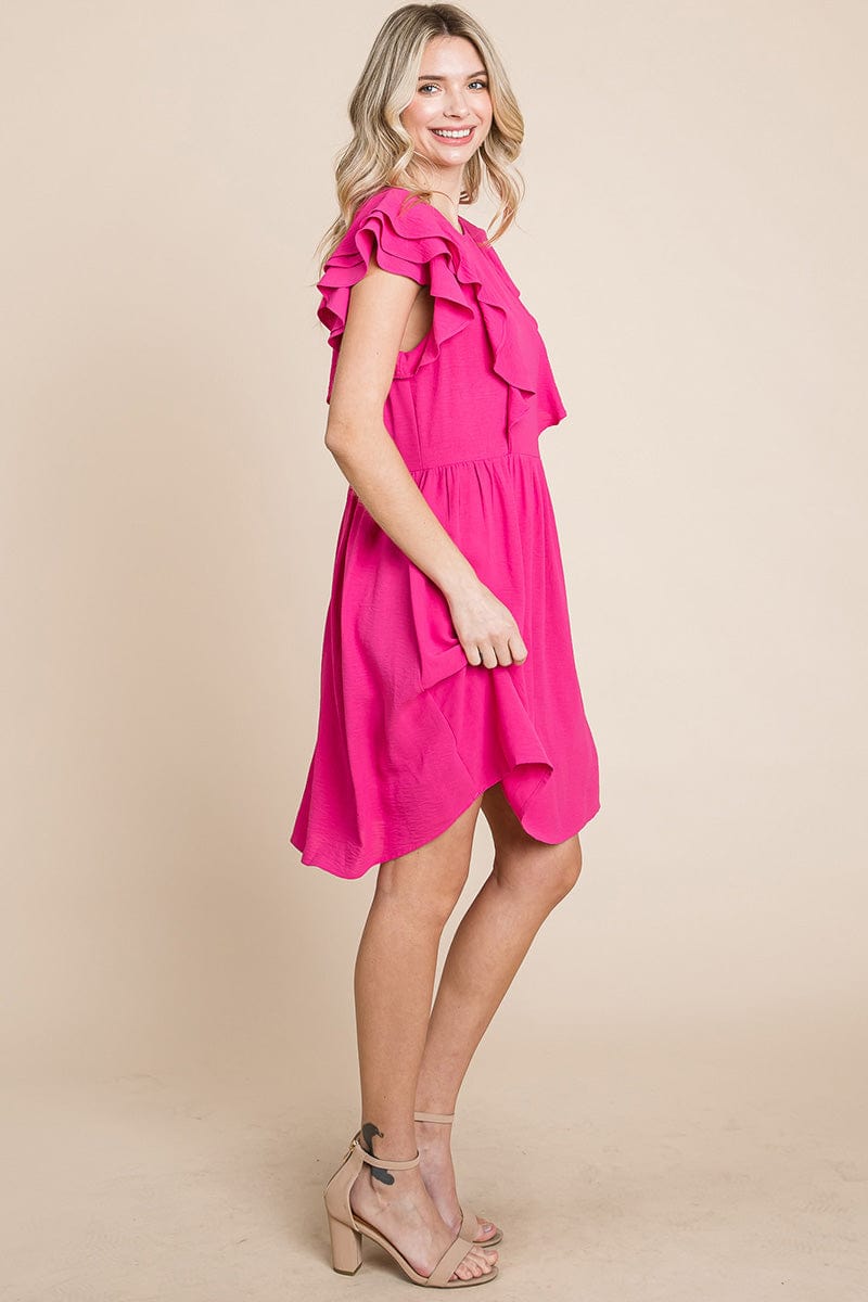 Flutter Sleeve Front Lace Ruched Sundress by RolyPoly Apparel