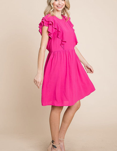 Load image into Gallery viewer, Flutter Sleeve Front Lace Ruched Sundress by RolyPoly Apparel
