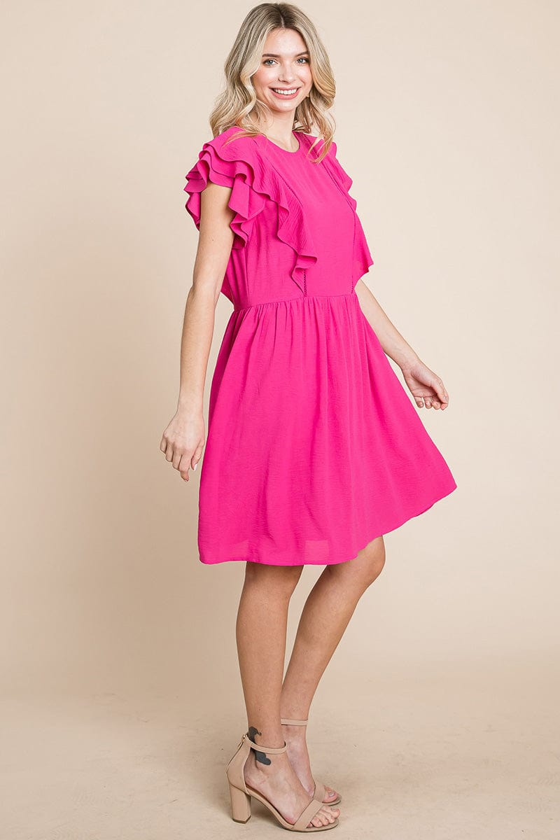 Flutter Sleeve Front Lace Ruched Sundress by RolyPoly Apparel