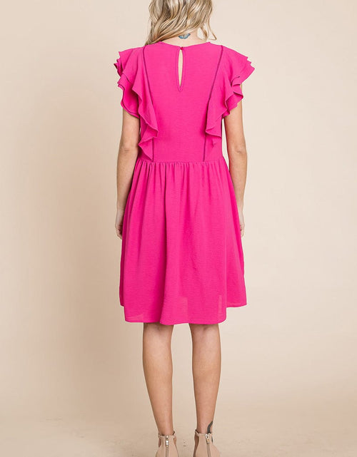 Load image into Gallery viewer, Flutter Sleeve Front Lace Ruched Sundress by RolyPoly Apparel
