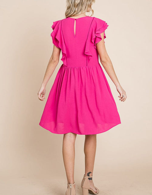 Load image into Gallery viewer, Flutter Sleeve Front Lace Ruched Sundress by RolyPoly Apparel
