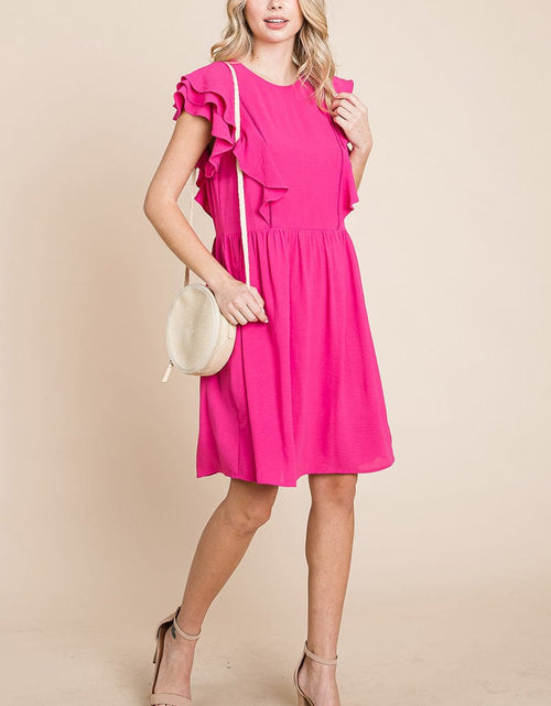 Load image into Gallery viewer, Flutter Sleeve Front Lace Ruched Sundress by RolyPoly Apparel
