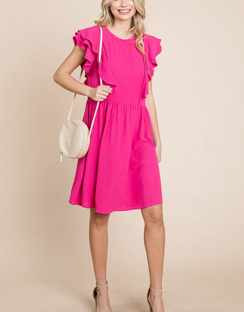 Load image into Gallery viewer, Flutter Sleeve Front Lace Ruched Sundress by RolyPoly Apparel
