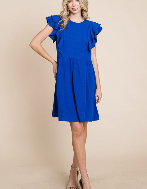 Load image into Gallery viewer, Flutter Sleeve Front Lace Ruched Sundress by RolyPoly Apparel

